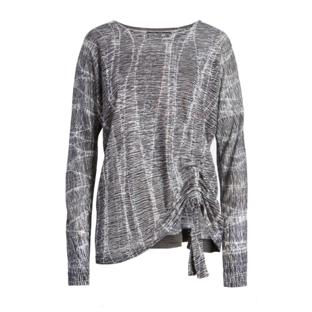 - Nic + Zoe Black Grey Dolman Sleeve Sweater Linen Rayon Adjustable Hem